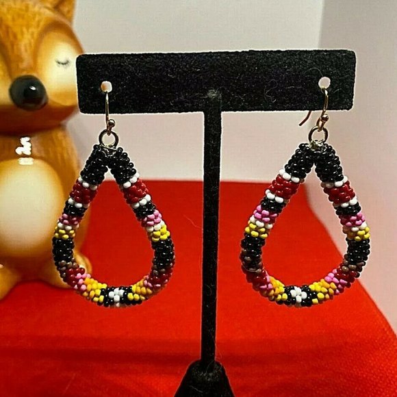 Fall Autumn CARNIVAL bead earrings Beaded jewelry - Picture 7 of 12